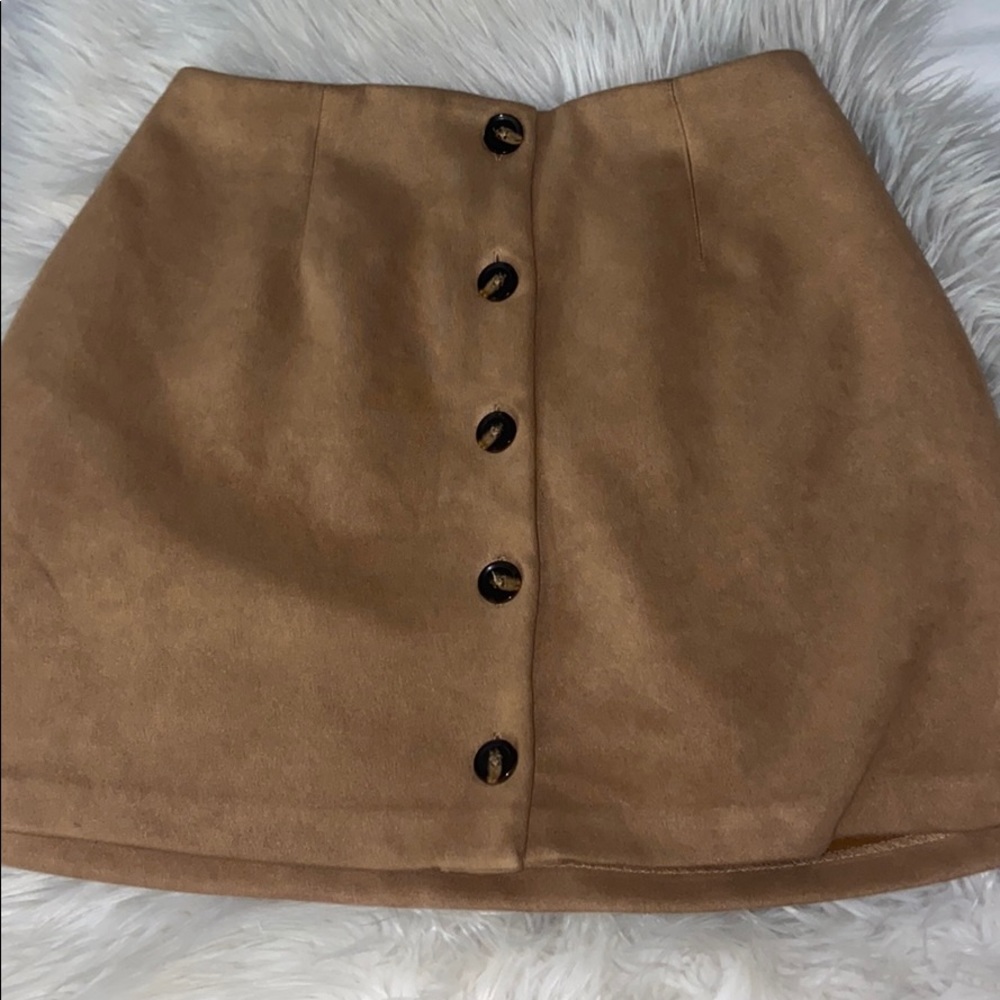 Super cute suede brown button down skirt
